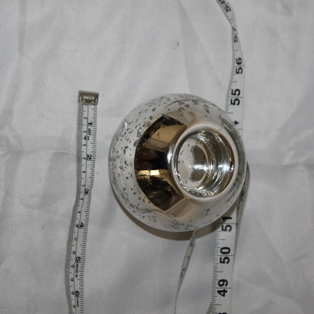 West Elm Silver Crackle Glass Candle Holder.